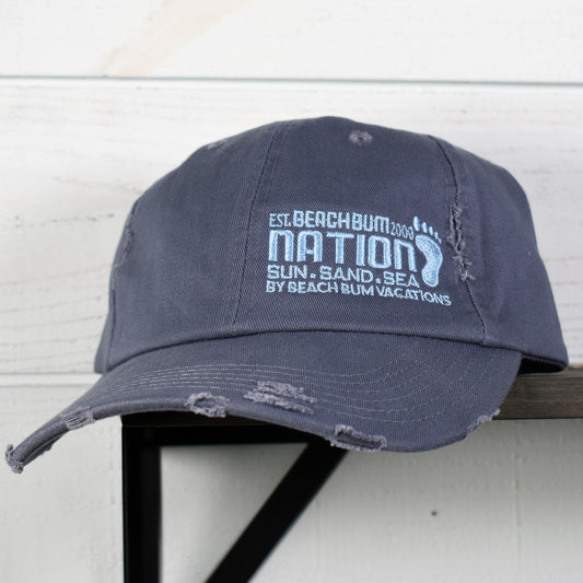 Distressed Adjustable Back Hat - Gray
